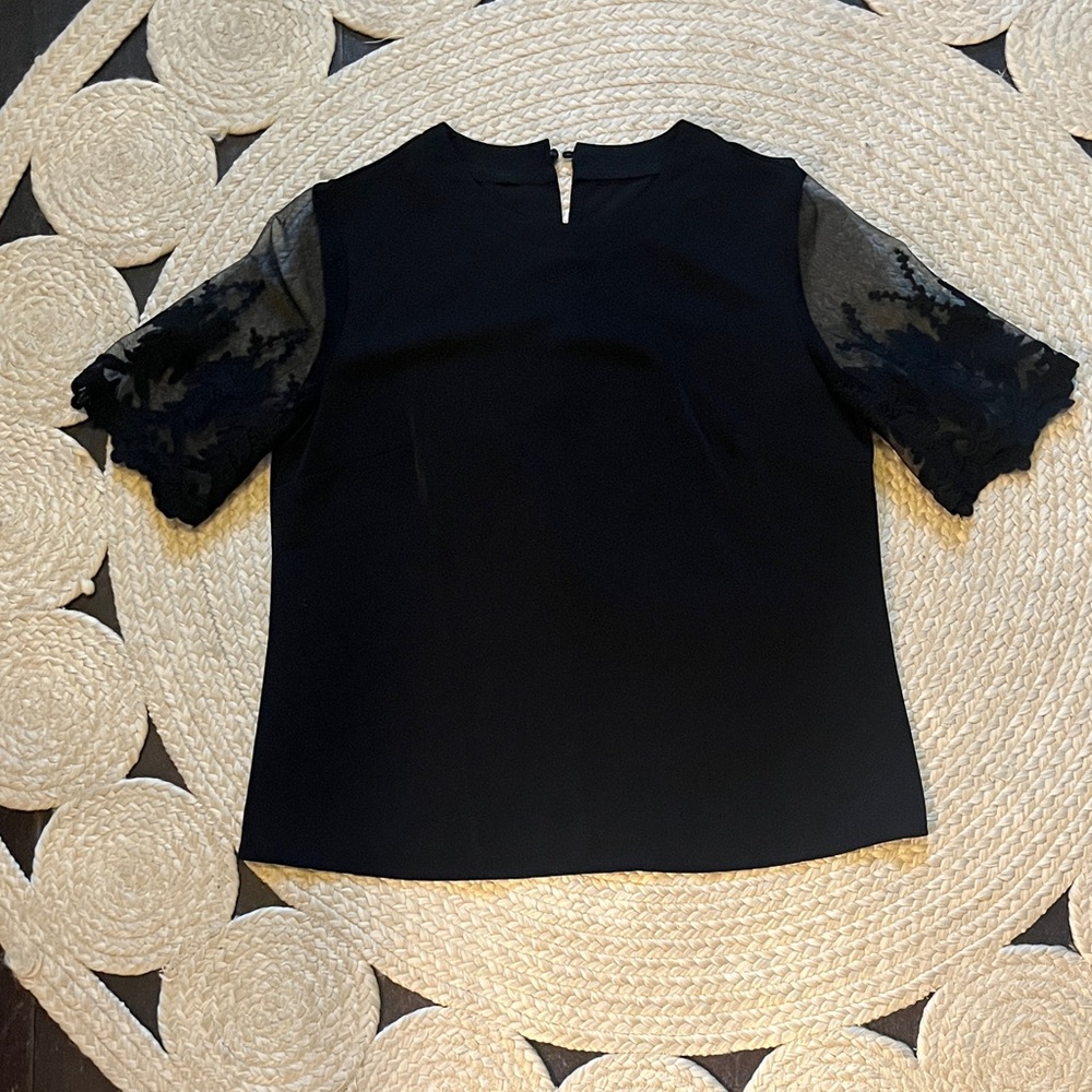 Elegant Black Lace Sleeve Top